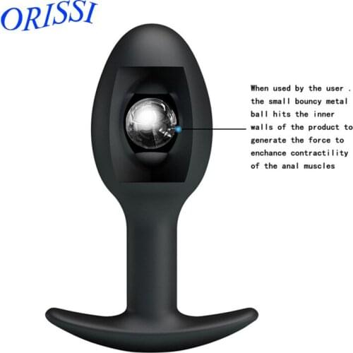 ORISSI Black Anal Sex Toys Silicone Anal Beads Metel Ball Inside Muscles Trainer Sex Product Anal Butt Plug Anal Toys