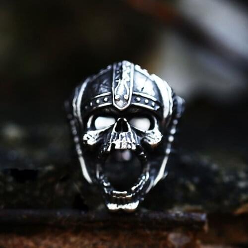 Dropshipping Helmet Warrior Ring For Men Vikings Nordic Style Biker Metal Jewelry Tough Man Gift