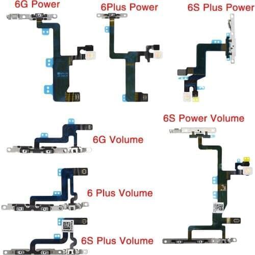 1pcs Power On Off Flex For iPhone 6G 6S Plus Volume Up Down Side Button Key Ribbon Flex Cable Ribbon With Metal