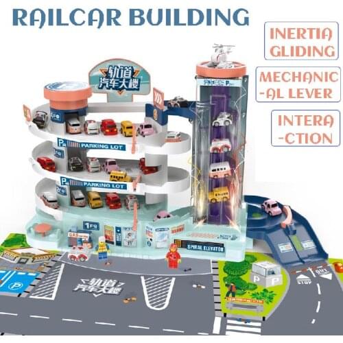 Toy car electric large multi-storey parking lot car building children rail car toy Educational boy 3-6 years old