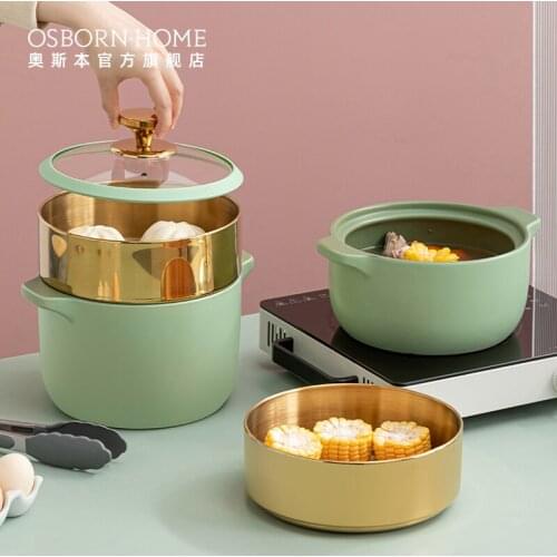 OSBORN Nordic Home Kitchen Glass Lid Ceramics Steamers Casseroles Cookware Sets