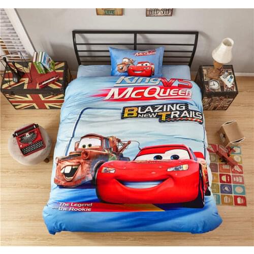 3d Lightning Mcqueen cars print bed sheet set 4/5pcs flannel warm kids boys home textile twin full queen size bedcover blue gift