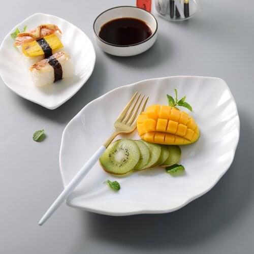 Creative European ceramic tableware leaf platter sushi Western food fruit cake dessert pasta salad plate