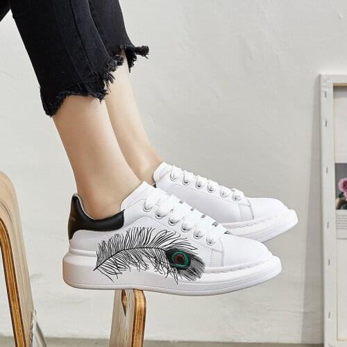 Women white shoes joker high increase lace-up leisure shoes cowhide material casual sneakers female leather waterproof trainers