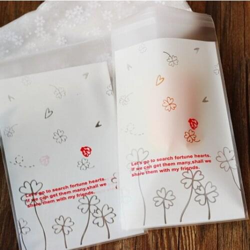 MATT Four Leaf Clover Self Adhesive Seal packing bags ,packing bag,food packing bags 12X22cm 200pcs/lot