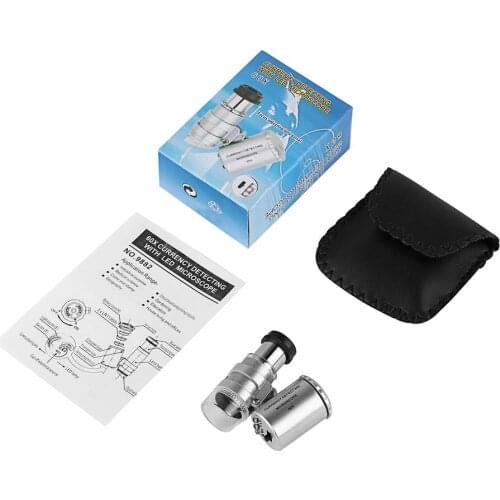 Mini Portable 60X Currency Detecting Microscope Handheld Money Tester Magnifier Loupe Glass LED Light UV Microscope