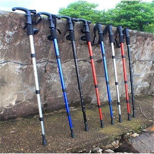 Wholesale 53-110cm T-shape Handle Climbing hand crutch Hiking cane Mountaineering Walking Stick