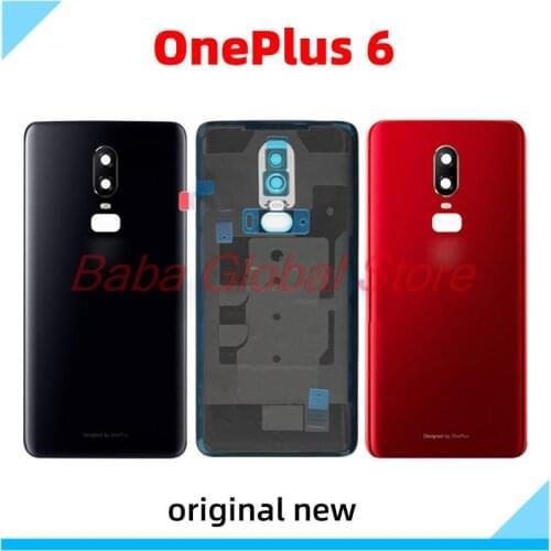 Original Glass Cover For OnePlus 6 Back Battery Cover Door Rear Case For 1+6 Housing Case With Adhesive Camera Lens