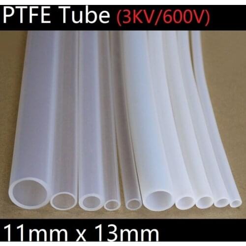 PTFE Tube White ID 11mm x 13mm OD F46 Insulated Heat Protect Transmit Hose Rigid Pipe Temperature Corrosion Resistance 600V
