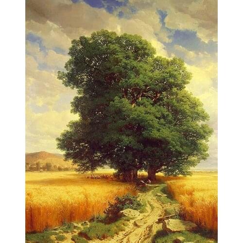 Needlework,DIY Fashion Cross stitch,for Embroidery kits,Oak Scenery Country Art Cross-Stitching Set handmade home decor craf