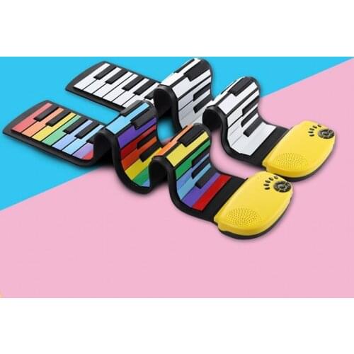 Silicon Roll Up Portable Mino Piano 49 Colors Rainbow Keys Usb Charge Perfect Keyboard For Children Practising Anywhere B03