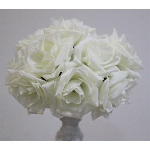 SPR 15cm ivory Elegant Artificial Silk Crimping Rose Flower Ball Hanging Kissing Ball For Wedding Room Party Decoration Supplies
