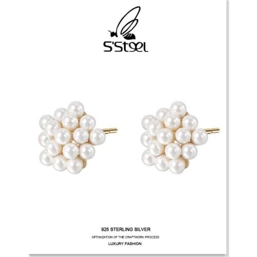 SSTEEL Trendy Earrings For Women 925 Sterling Silver Stud Earring Shell Pearl New Fashion In 2020 Korean Luxury Earings Jewelry