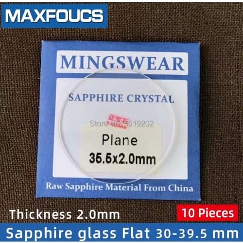 Watch Glass Thick 2.0mm Diameter 30-39.5 mm Flat Sapphire Anti scratch Smooth Round Transparent Crystal ，10 pieces Suit