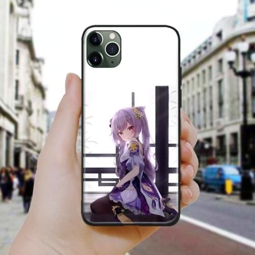 Keqing Genshin Impact art design Silicone Glass Phone Case Cover Shell For iPhone SE 6 6s 7 8 Plus X XR XS 11 12 Mini Pro Max