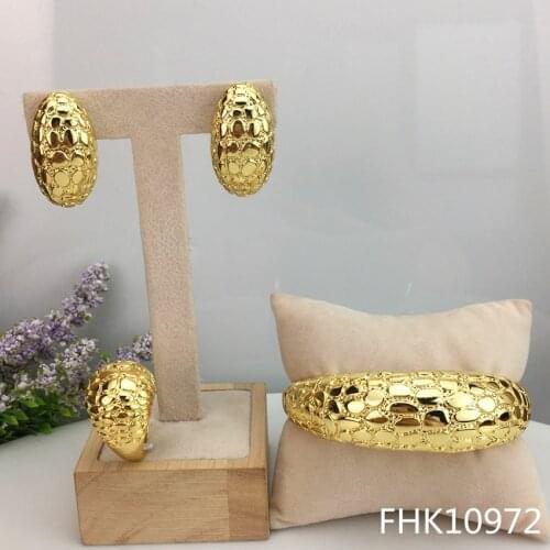 Yuminglai Russian Elegant Design Fashion 3pcs Luxury Jewelry Sets Earrings Bracelet & Rings FHK10972