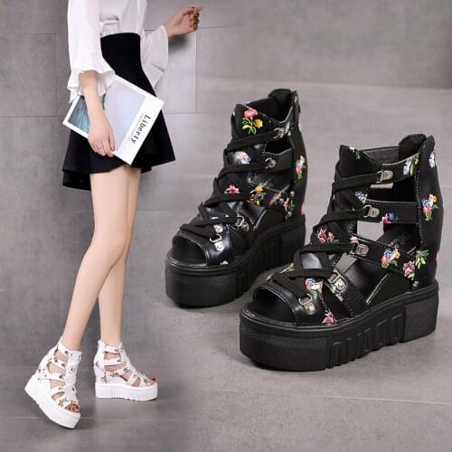 Woman Sandals Summer New Fashion Platform Sandals Wedges zip Thick Bottom Casual Women Shoes High Heels 12cm Sandalias platafor