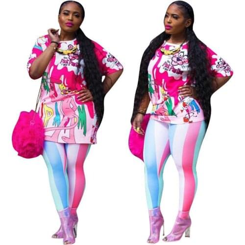 Tow Pieces Set 2018 Punk Print Rompers Womens Jumpsuit O-Neck Short Sleeve Bodycon Jumpsuit Summer Sexy Party Overalls L5203