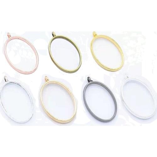 10Pcs/Lot 7 Colors 39*24mm Oval Hollow Frame Charm Pendant For DIY Handmade