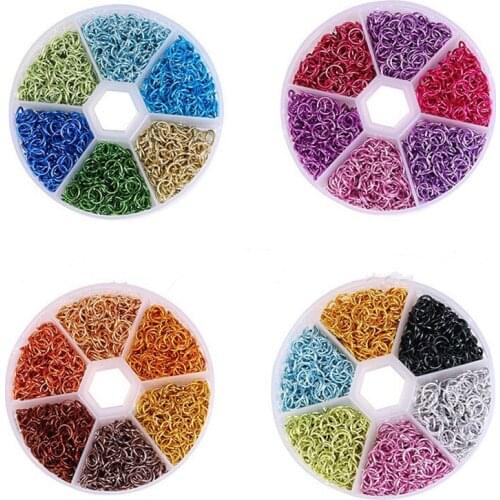 1080pcs 1Box 6 Color Colorful Aluminum Ring Opening Jump Ring Necklace Clasp for DIY Jewelry Making Accessory