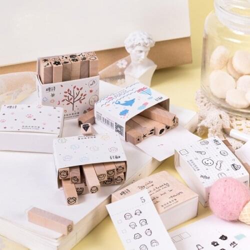 12pcs/Box Package Girls Life MIni Set Wood Stamp For Stationery DIY Scrapbooking Rubber Card Making Album Decoroation Crafts