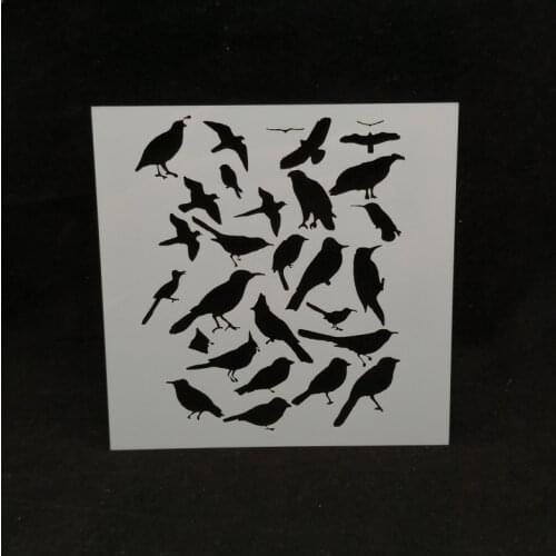 13*13 Birds pvc Layering Stencils for DIY Scrapbooking/photo album Decorative Embossing DIY Paper Cards Crafts