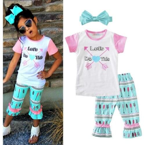 2017 Summer Kids Clothes Girls Short Sleeve Baby Clothes Children Costume for infant suits Toddler Girls Clothing 3PCS/Set A147