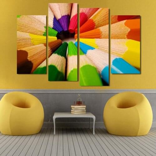 4 Piece Home Decor Oil Painting Colored Pencils HD Print on Canvas Wall Art Picture for Living Room Christmas Gifts