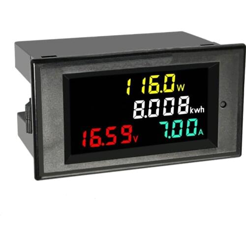 4 in1 DC Voltage Current Power Energy Voltmeter Ammeter Multi-function Digital Electricity Meter 100A, Battery Test LCD Display