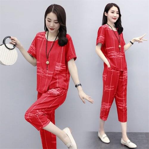 4XL summer women sportswear tracksuit short sleeve T-shirt sweatshirt+pant casual set sport suit