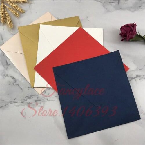 50Pcs 16x16cm Envelope Blue Gold Ivory Red Pink Color Card Paper 136*198mm Envelopes Wedding Party Invitation Greeting Card Gift
