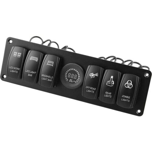 66 Gang Rocker Switch Panel for RV Marine Truck Boat Panels IP68 Digital Voltmeter Display Colorful LED Breaker Switches