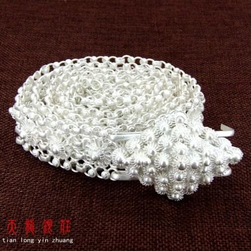 99.9% Snow Silver Belt, Famous Plum Blossom Handmade Silver Waist Chain, Ladies'Luxury Jewelry . Luxury Belt
