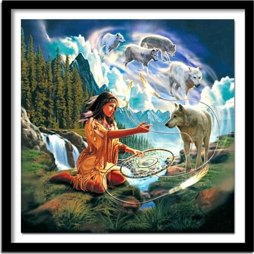 Diamond "Animal" Cross Stitch Rhinestones Wolf Diamond Painting Home Decoration Needlework Embroidery 5D