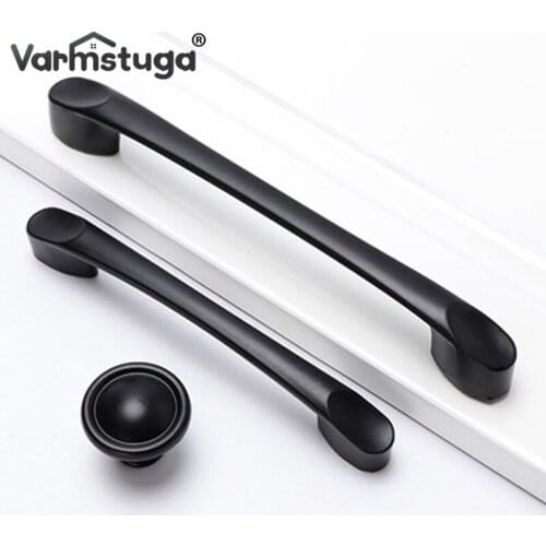 Aluminum Alloy Black Cabinet Handles American Style Kitchen Cupboard Door Pulls Drawer Knobs Fashion Furniture Hardware