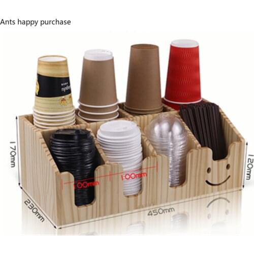Bamboo Wood Cup Holder Coffee Milk Tea Shop Storage Rack Multi-cell Storage Holders Cup Taker Disposable Cup Frame Cup Organizer