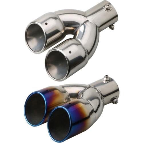 Dual Exhaust Tip Bolt-on Rolled Edge Slant Cut Tailpipe Tip 2.5 inch Inlet