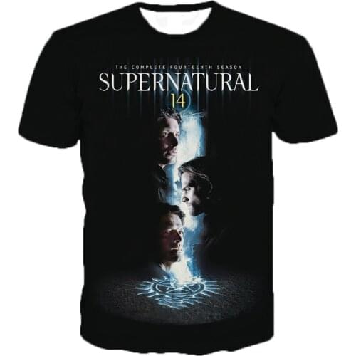 Newest Supernatural 3D Printed Short Sleeve T Shirt TV Drama Casual T-shirts Men Women Hip Hop Streetwear Oversized Tee Tops