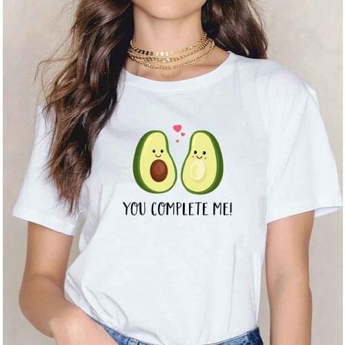 Korean Cute Avocado Graphic T Shirts Streetwear Fashion Tops 2021 New Style Women Cartoon T Shirt Short Sleeve Top Funny Tees