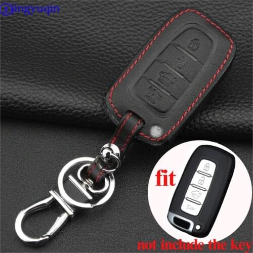 Jingyuqin 4 Buttons Remote Leather Key Case for Hyundai Long Move IX35 Sonata 8 for Kia Chi Ran K2 Furui Di k5 FOB