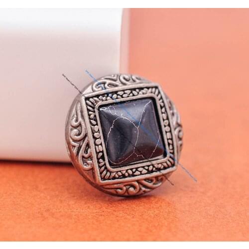 Lot 10X 25MM Vintage Silver Engraved Floral Square Black Stone Conchos for DIY Leathercraft Backpack Luggage Bag Decor