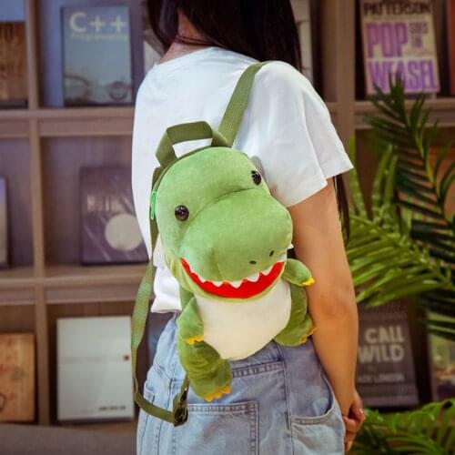 34CM Kawaii Dinosaur Plush Toys Soft Cute Female Backpack Stuffed Animals Tyrannosaurus Pillow Travel Bag Birthday Gifts For Kid