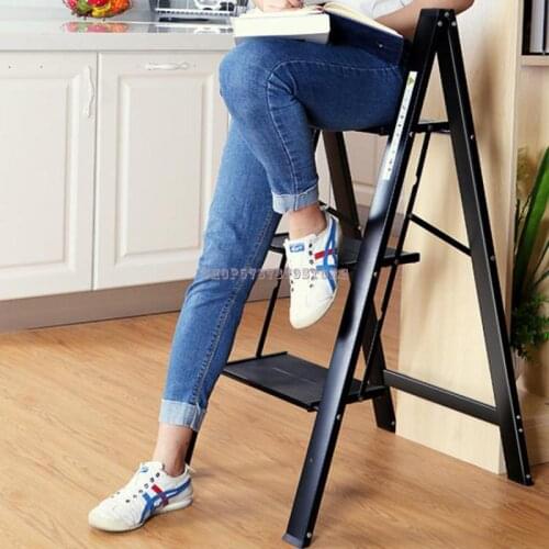 Multifunctional Household Ladder Folding And Thickening Aluminum Alloy Herringbone Ladder, Flower Stand, Step Stool, Thr