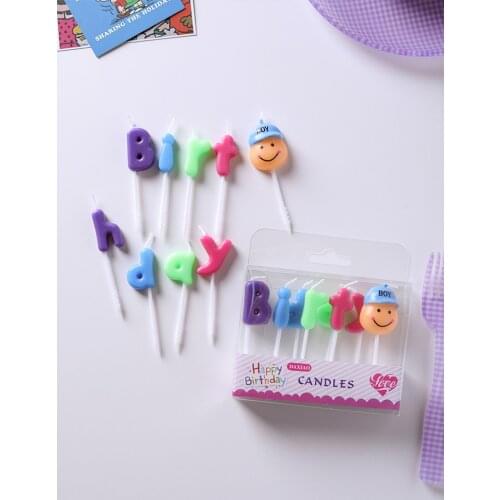 Cartoon birthday candle boy girl baby one year old English alphabet party cake decoration