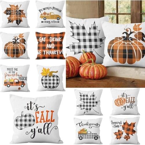 Thanksgiving Day Pillow Cases Hello Autumn Cotton Linen Sofa Car Pumpkin Cushion Cover Home Decor 2022 New Arrival