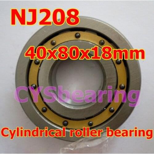 ID 40mm OD 80mm 40X80X18mm NJ208ECM NJ208M brass cage single row cylindrical roller bearing