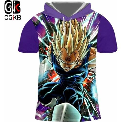 OGKB 2018 summer mens street womens hip hop casual hat 3D print trend pattern comfortable hooded T-shirt