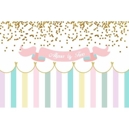 Custom first birthday girls striped gold polka dot backdrop High quality Computer print wood photography studio background