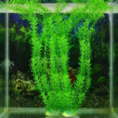 13" Stunning Green Artificial Plastic Grass Fish Tank Water Plant Aquarium Deco W18 Drop ship