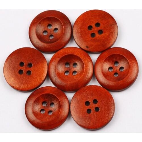Retro 20mm 25mm 4-hole Natural Round Wooden Buttons For Clothing Sewing Scrapbooking Accessories DIY Gift 30pcs 20pcs